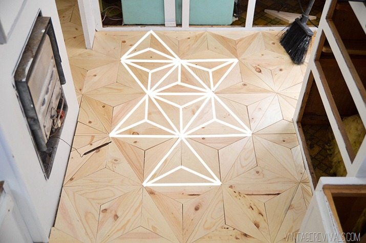 DIY Geometric Wood Floor  Triangles vintagerevivals.com-28 copy